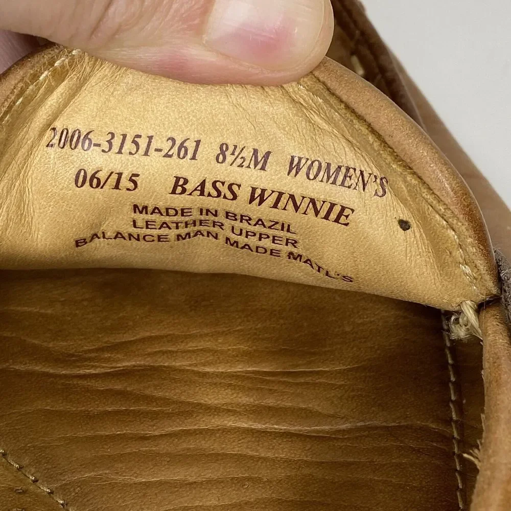 Bass Women's Woven Leather Driving Moccasins in Cognac Brown